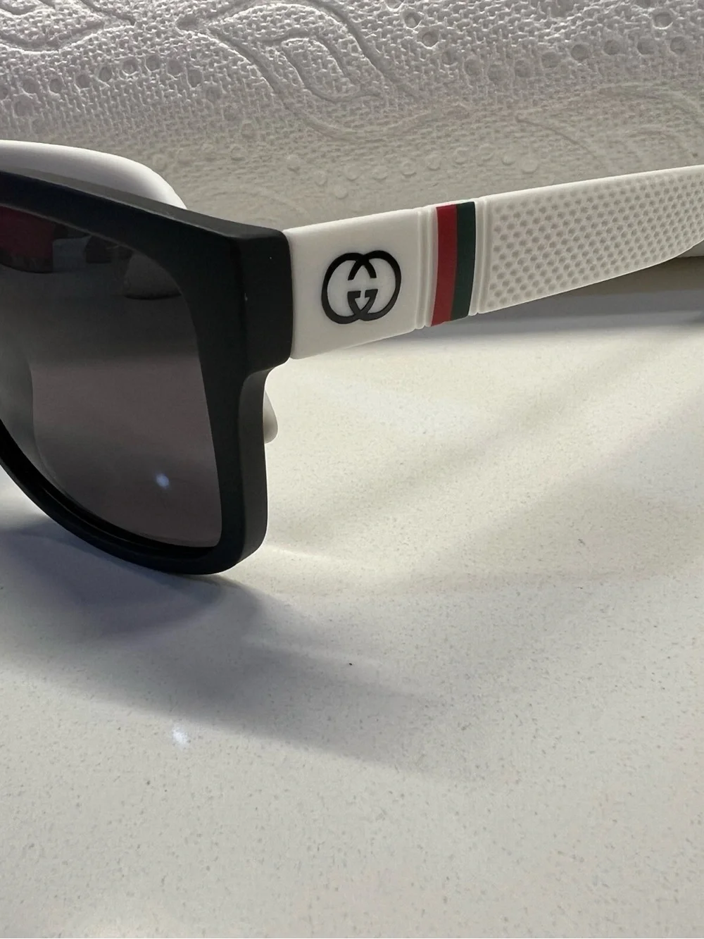 GG - Golden Goods “my brand Black & White Sunglasses with Red and Green Accent